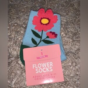 Flower Blue Socks adult size 9-11 nwt